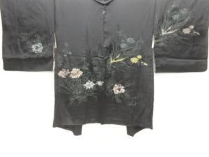 大正ロマン　草花模様織出し一ツ紋絵羽織